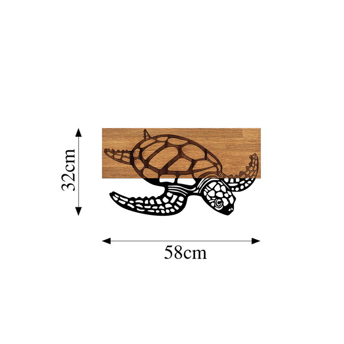 Wallity Caretta Caretta - 314 Escultura de Pared de Madera y Metal en Negro y Nogal Wallity Caretta Caretta - 314 Escultura de Pared de Madera y Metal en Negro y Nogal